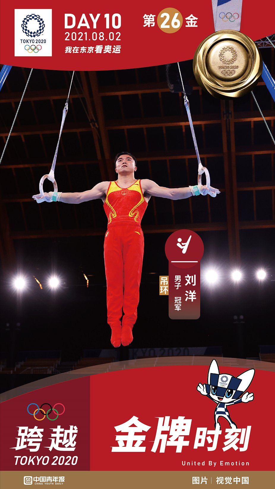 第26金刘洋夺得东京奥运会男子吊环冠军