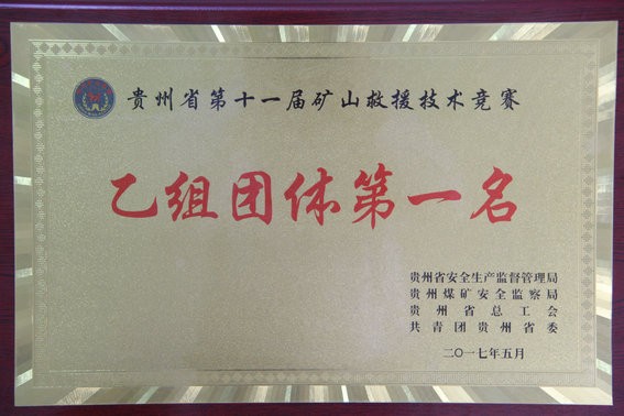 救护中队荣获贵州省第十一届矿山救援技术竞赛乙组团体第一名