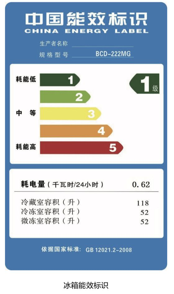 在冰箱的能效标识(见下图)中,注明了冰箱每24h的耗电量,也就是每天的